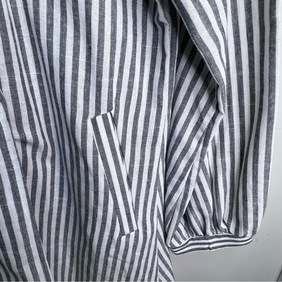 Miss Look Lightweght Striped Peacoat Trench Coat Size Large - Picture 6 of 13